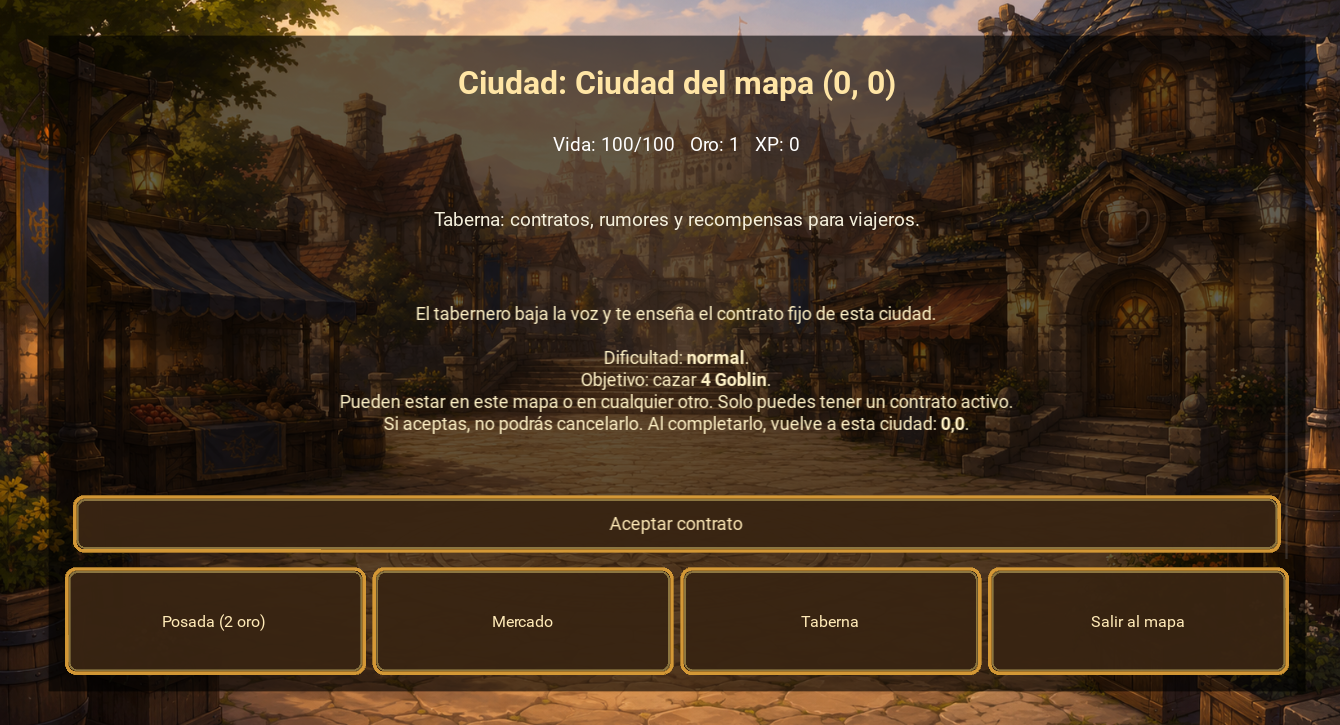 Menú de una ciudad de Wandergrave